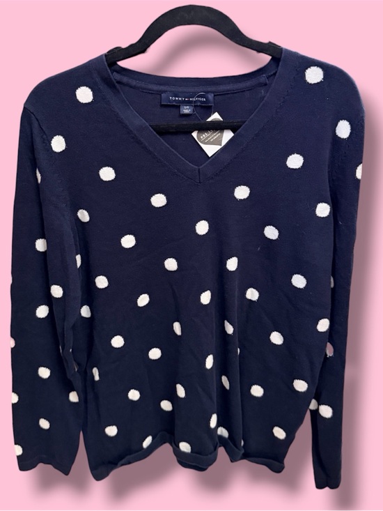 Tommy Hilfiger Sweaters - Tommy Hilfiger Navy V-Neck Sweater with White Dot Detail